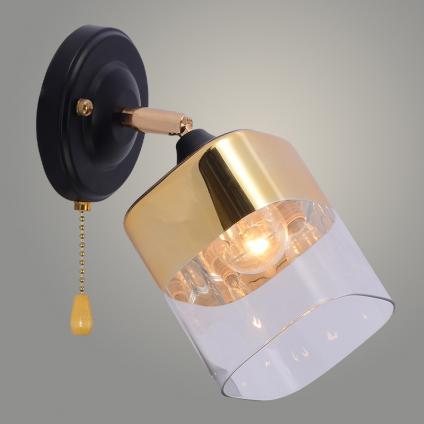 Бра XA1620B/1W BK+FGD чёрный+золотой хром 1х60W E27 h210, HN25